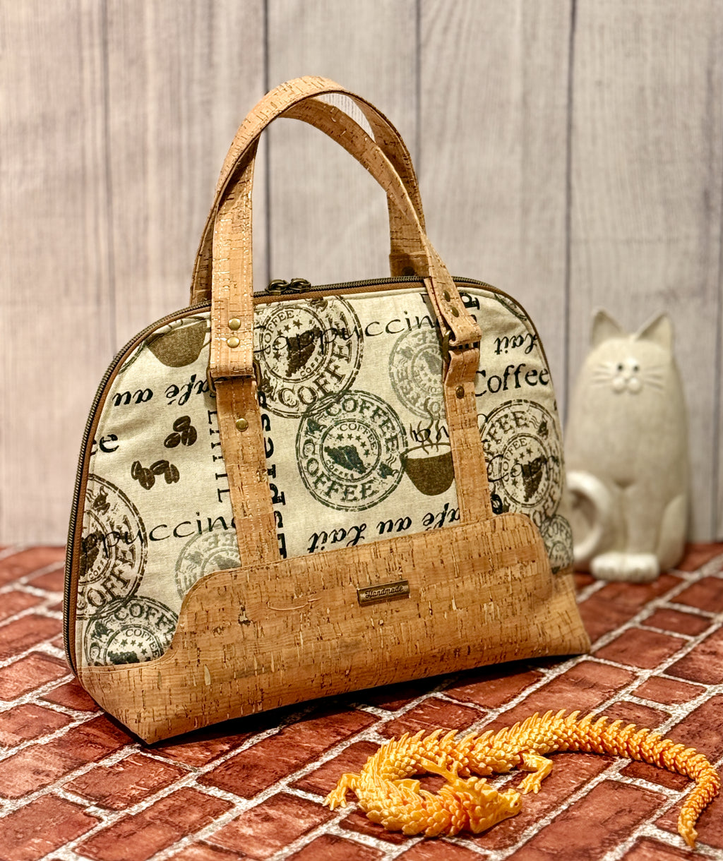 Boronia Bowler Bag, Cork & Cotton Canvas