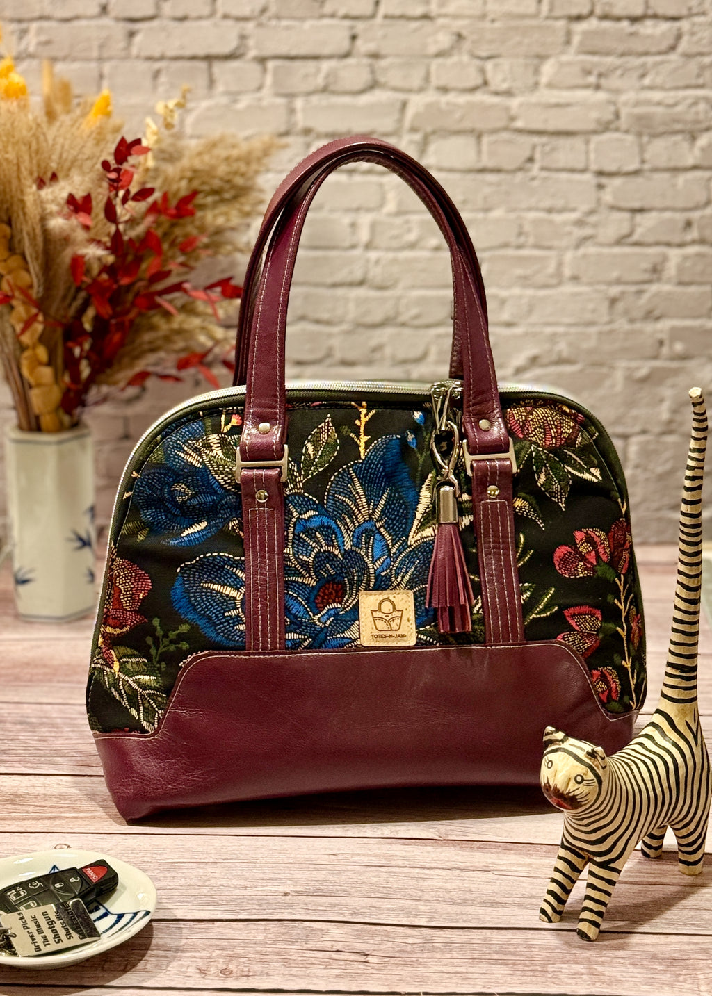 Boronia Bowler Bag, Leather & Canvas