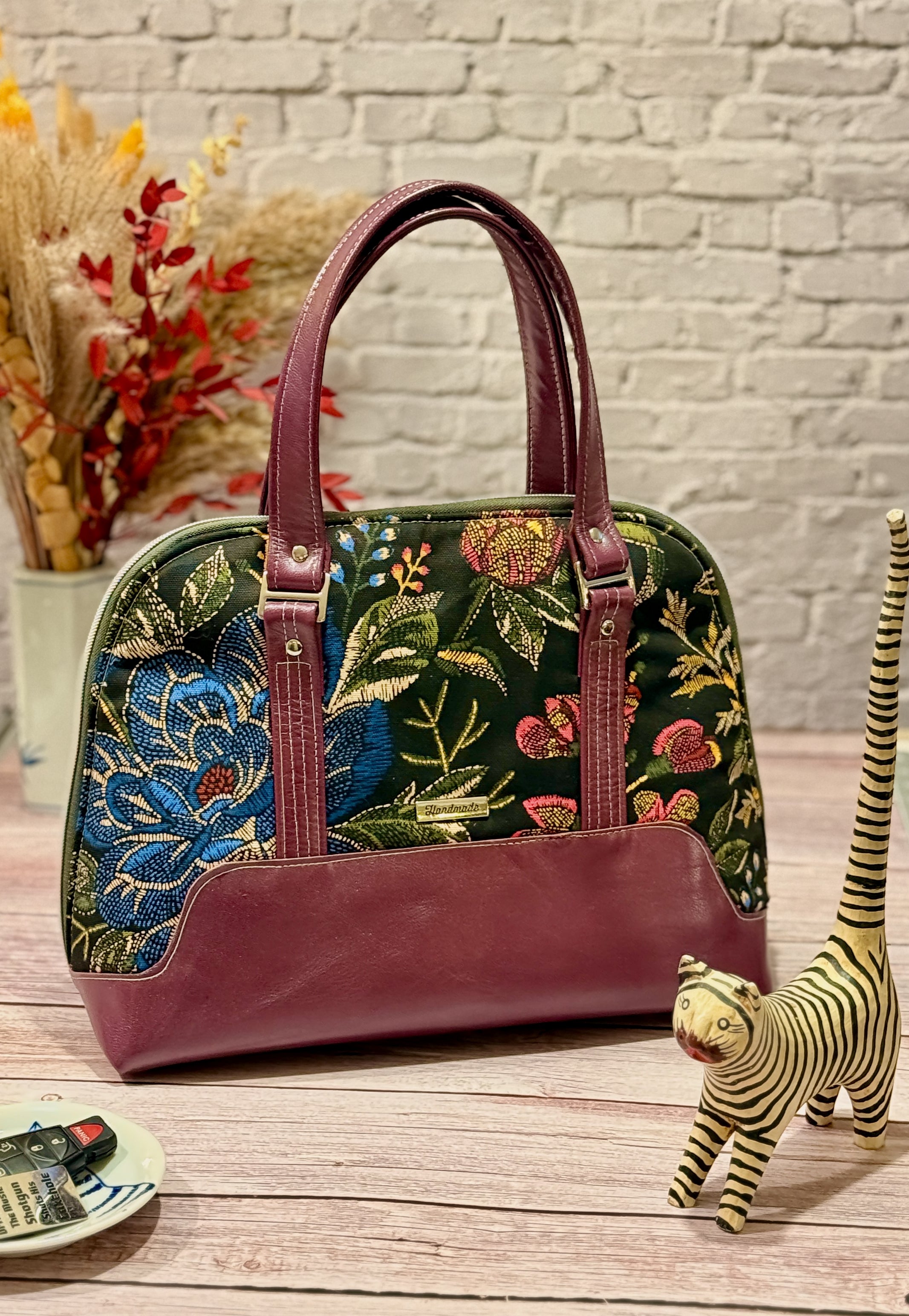 Boronia Bowler Bag, Leather & Canvas