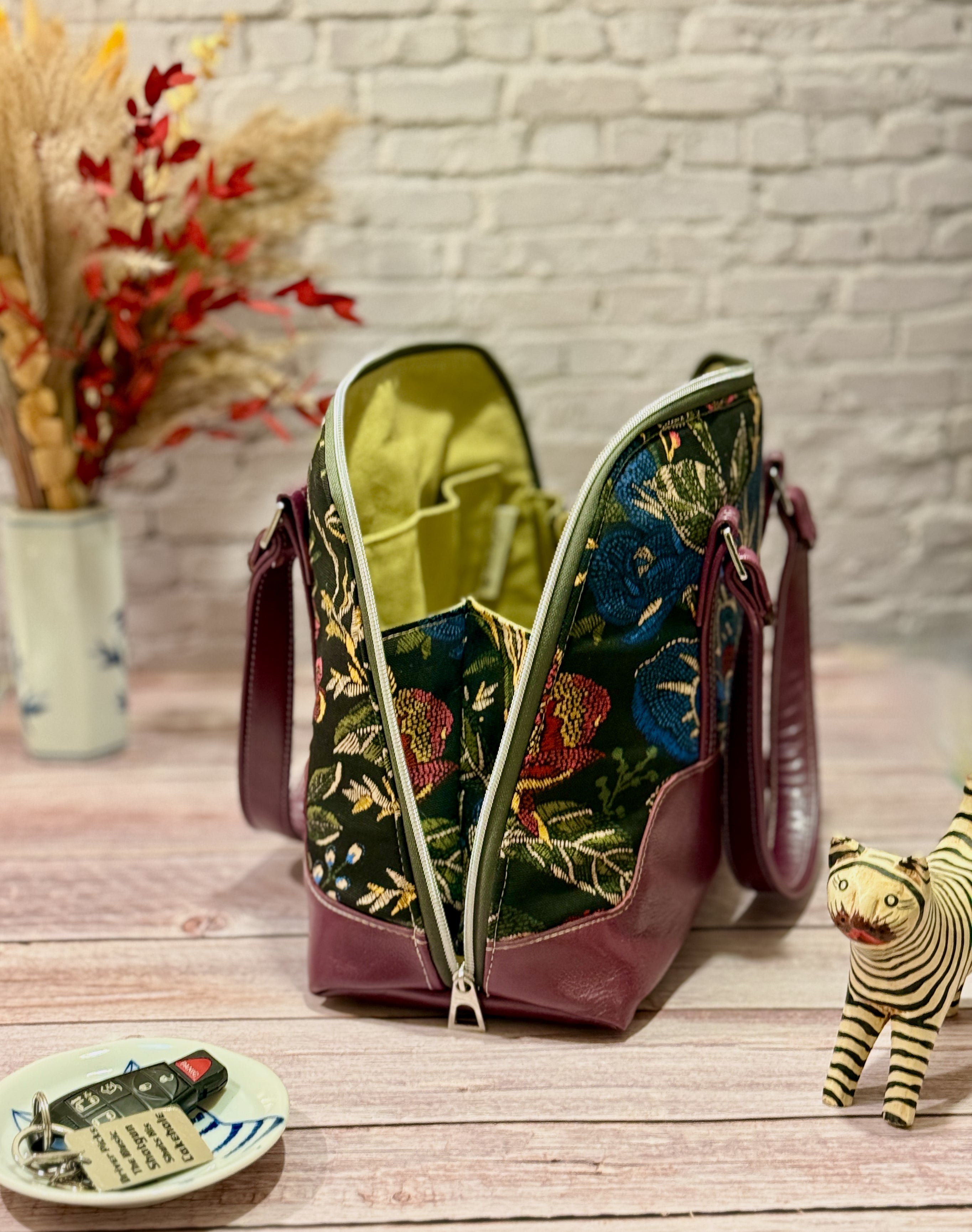 Boronia Bowler Bag, Leather & Canvas