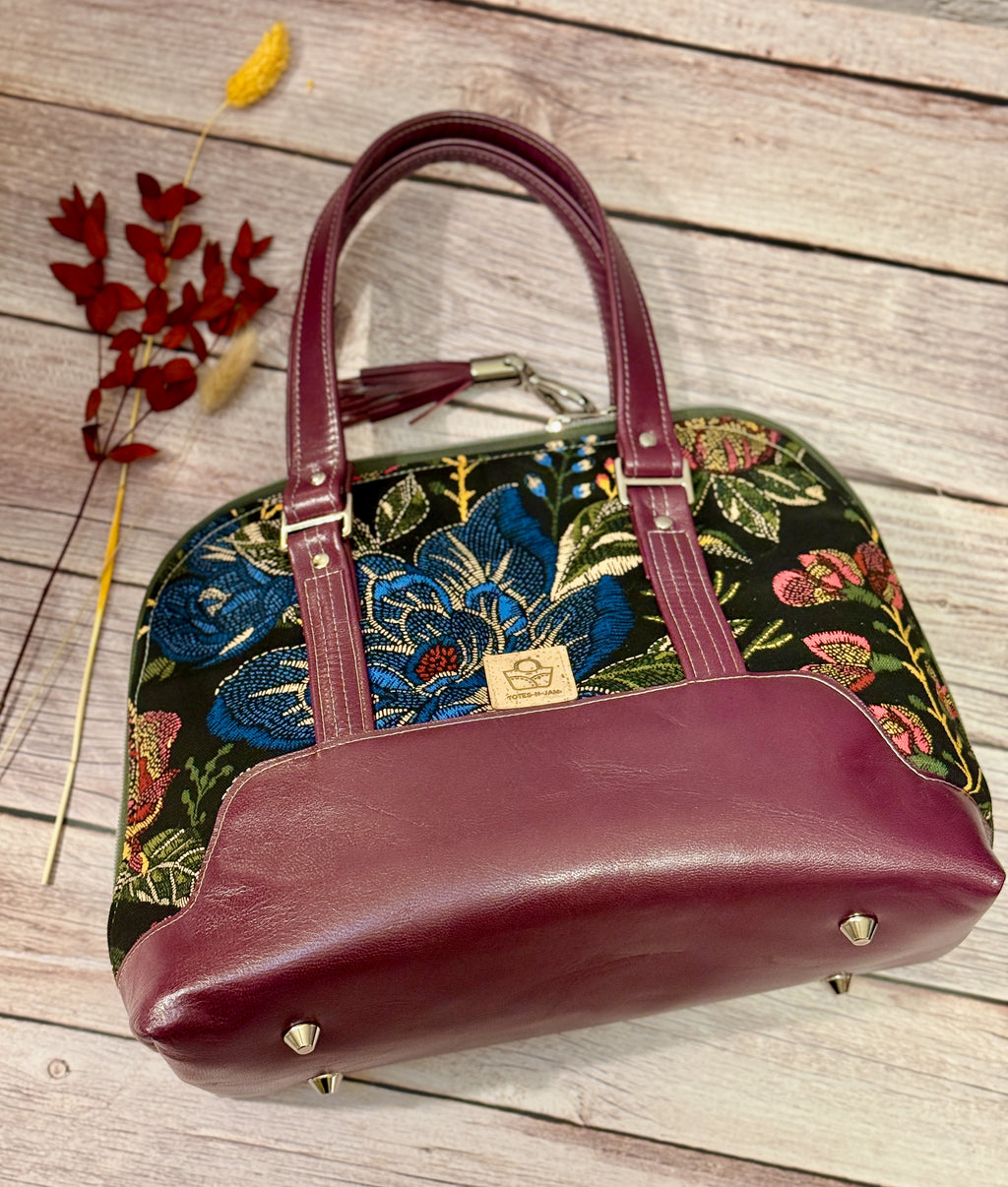 Boronia Bowler Bag, Leather & Canvas