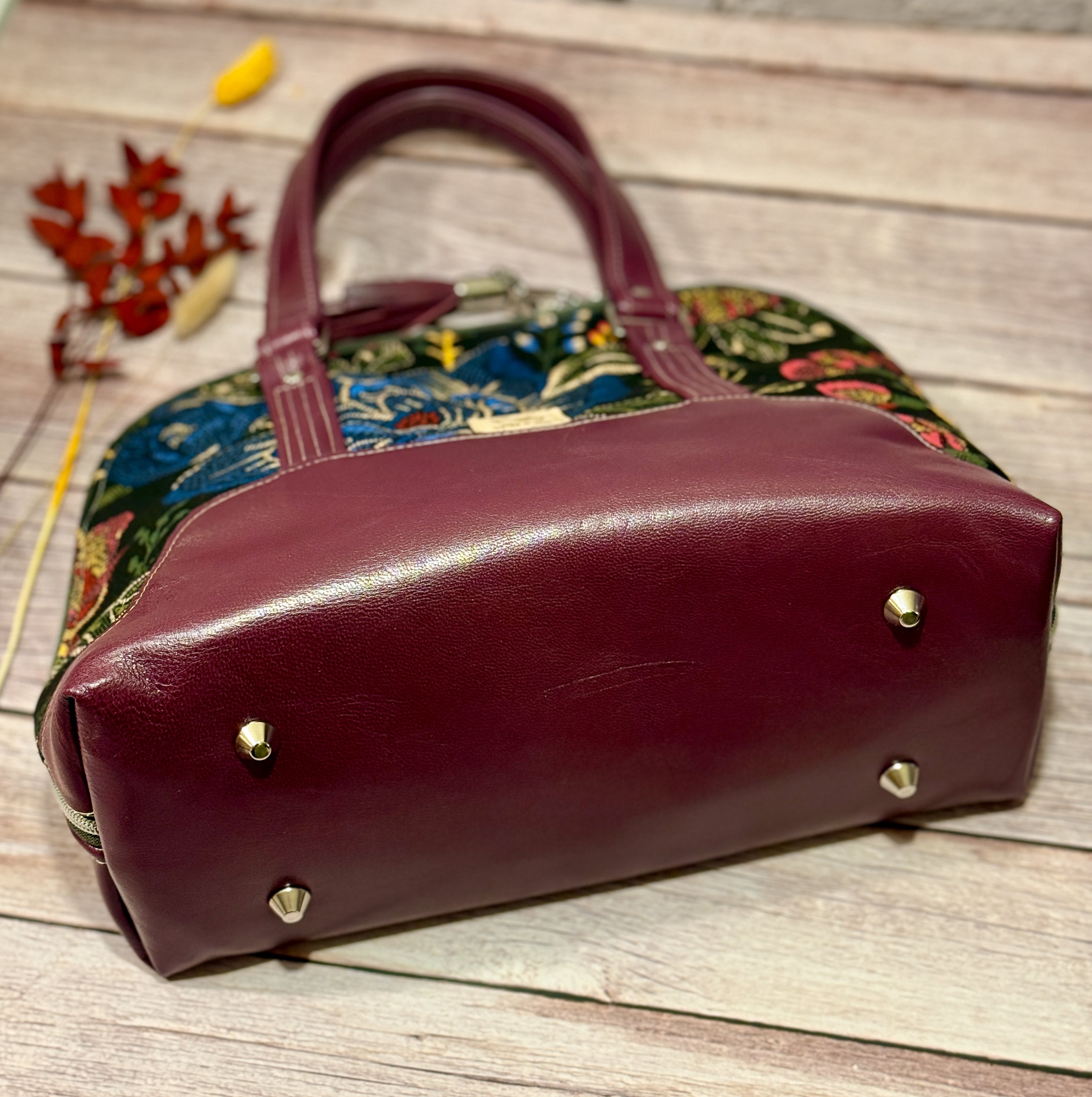 Boronia Bowler Bag, Leather & Canvas
